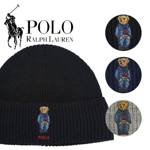 ポロ ラルフローレン POLO RALPH LAUREN solid denim bear beanie ニット帽 【メール便】